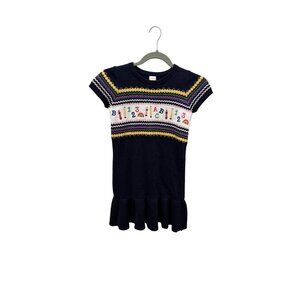 Gymboree Girls Navy Knit Dress With ABC Rainbow Crayon Design Size 7 Short Sleev